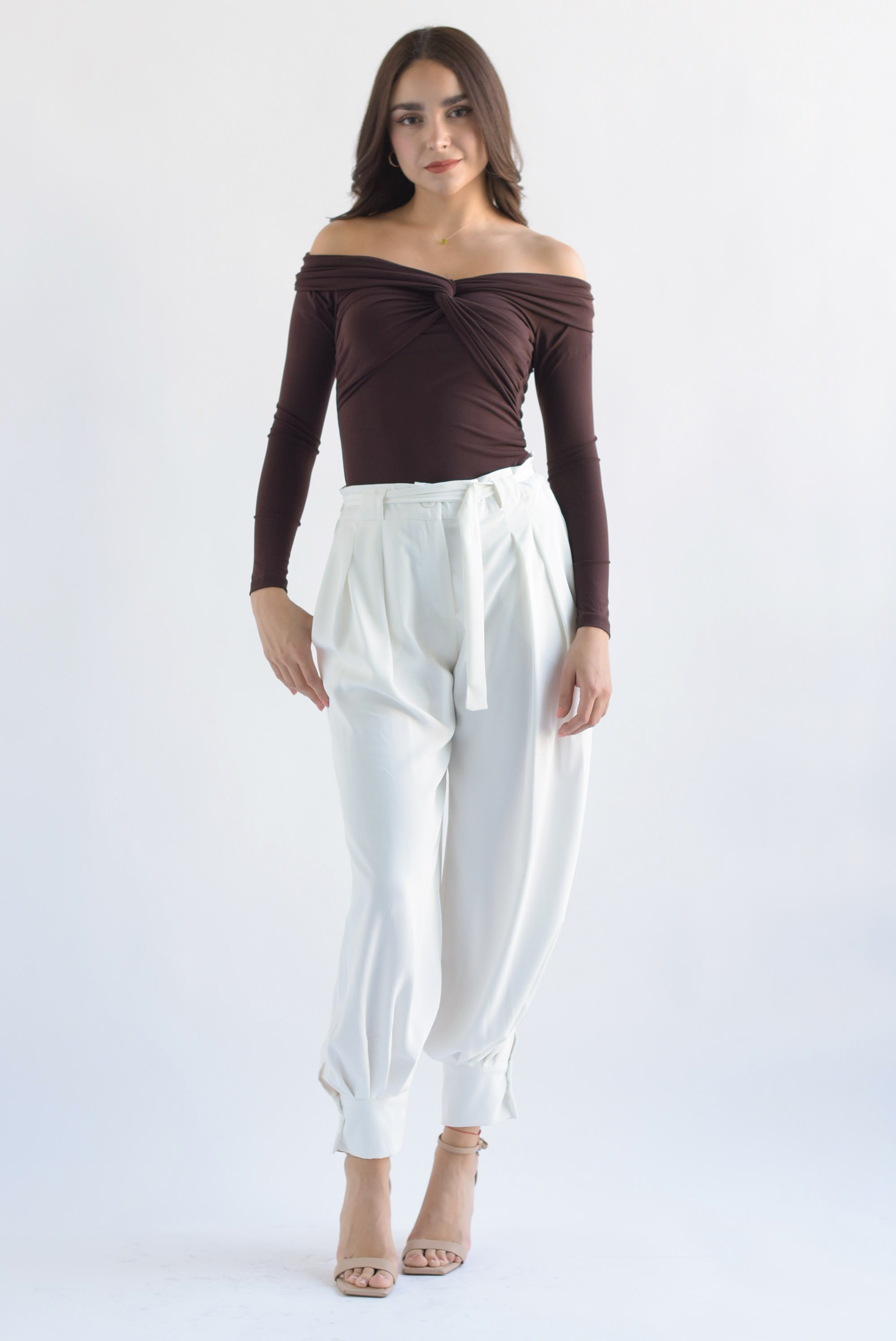 Pantalón globo tobillos anchos Blanco