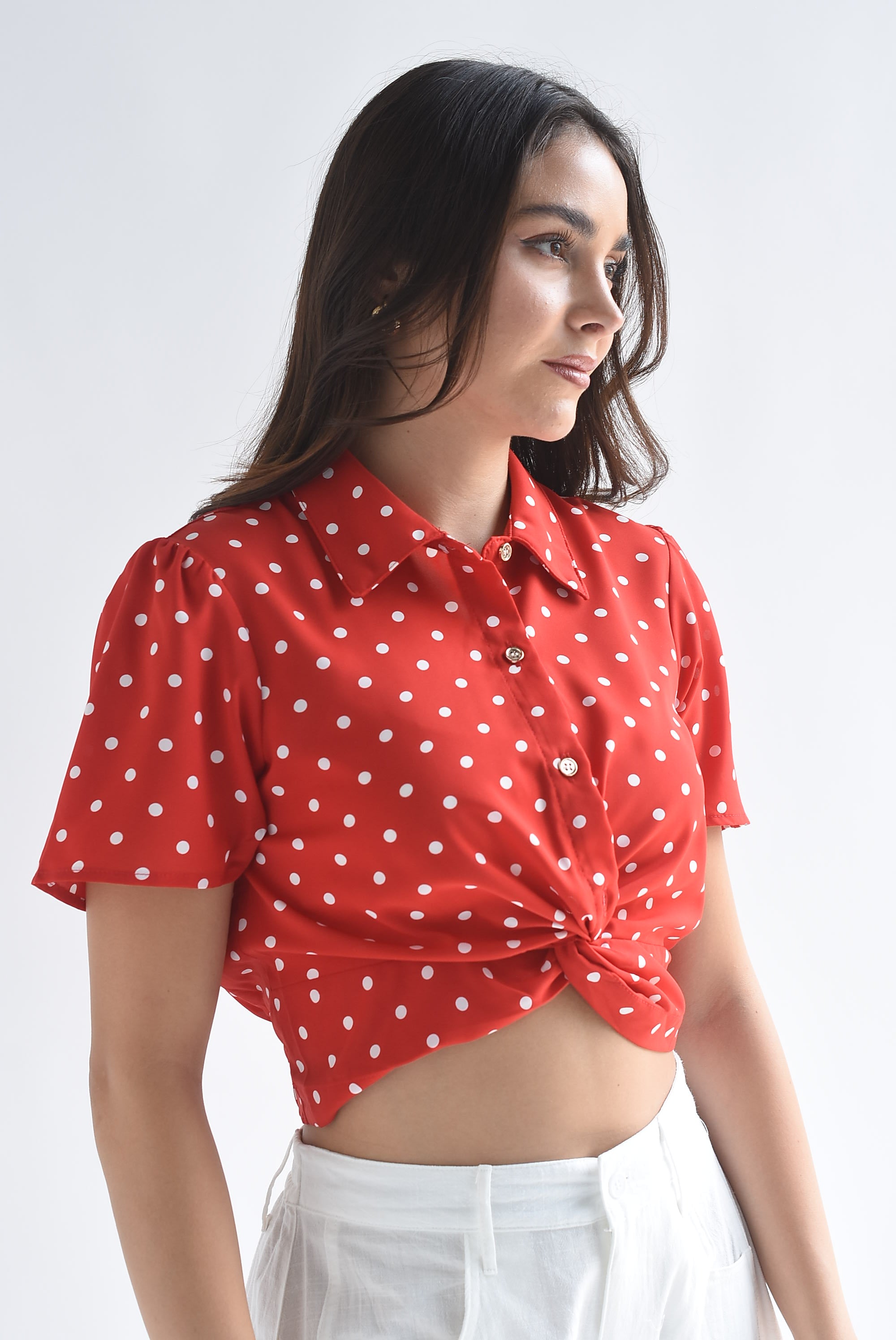 Blusa crop nudo polka dots