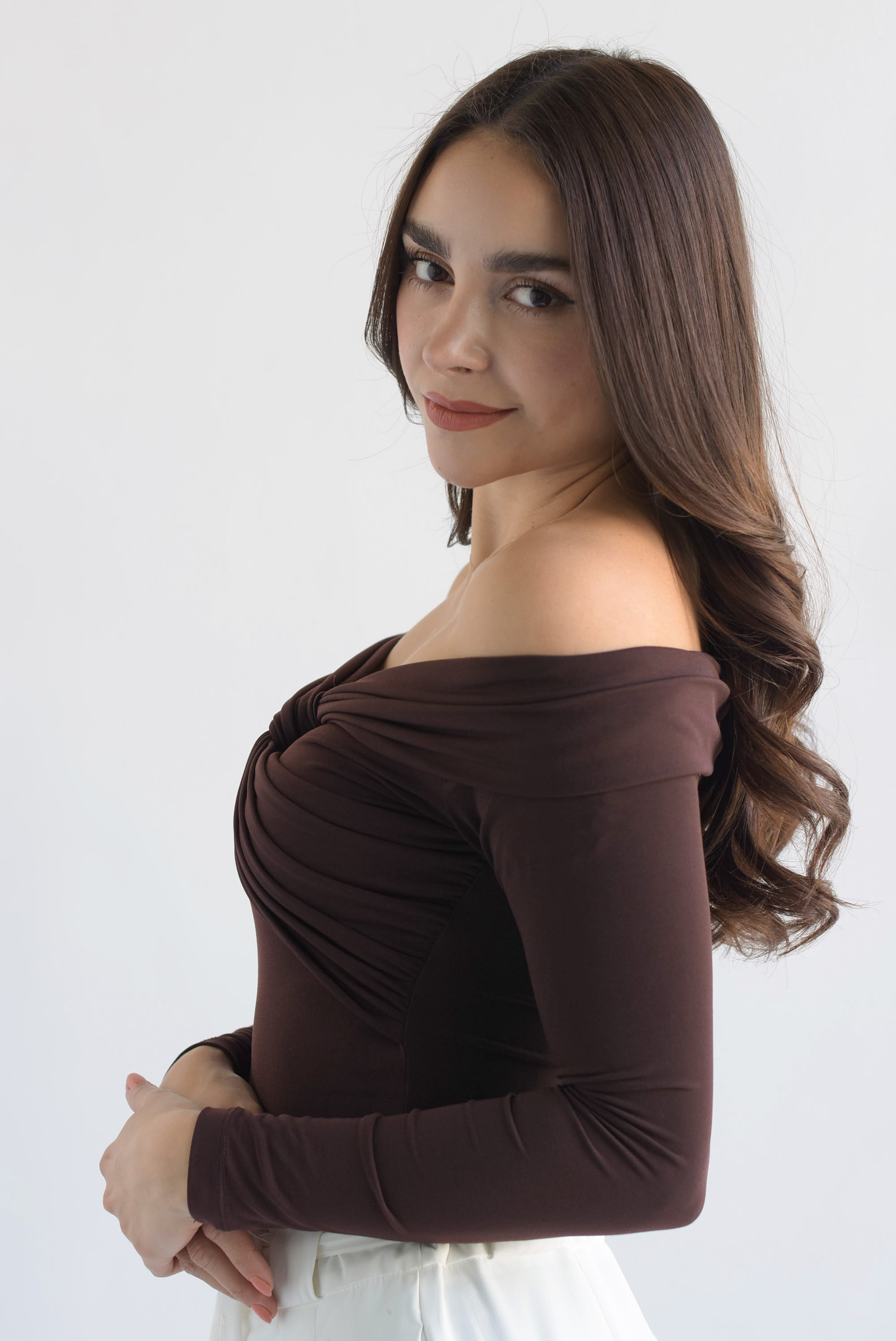 Blusa nudo off-shoulders Espresso