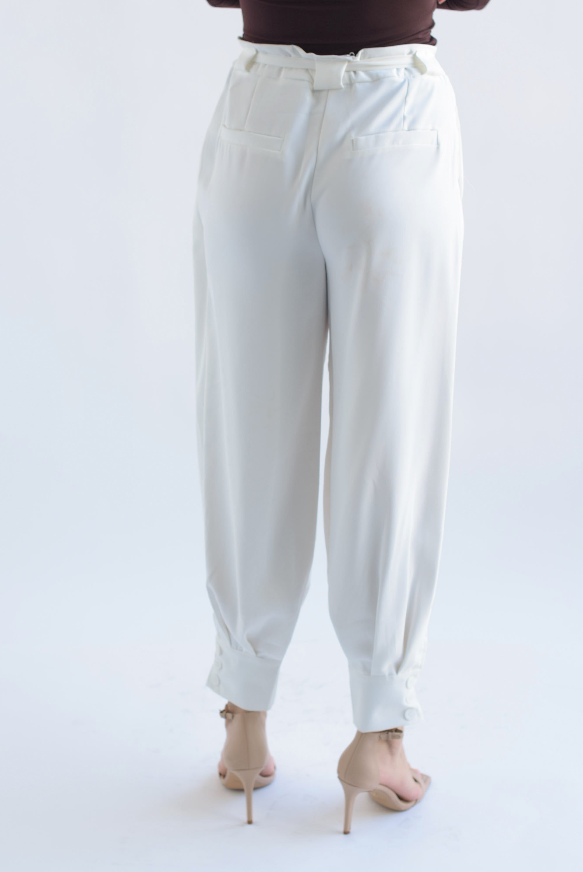 Pantalón globo tobillos anchos Blanco