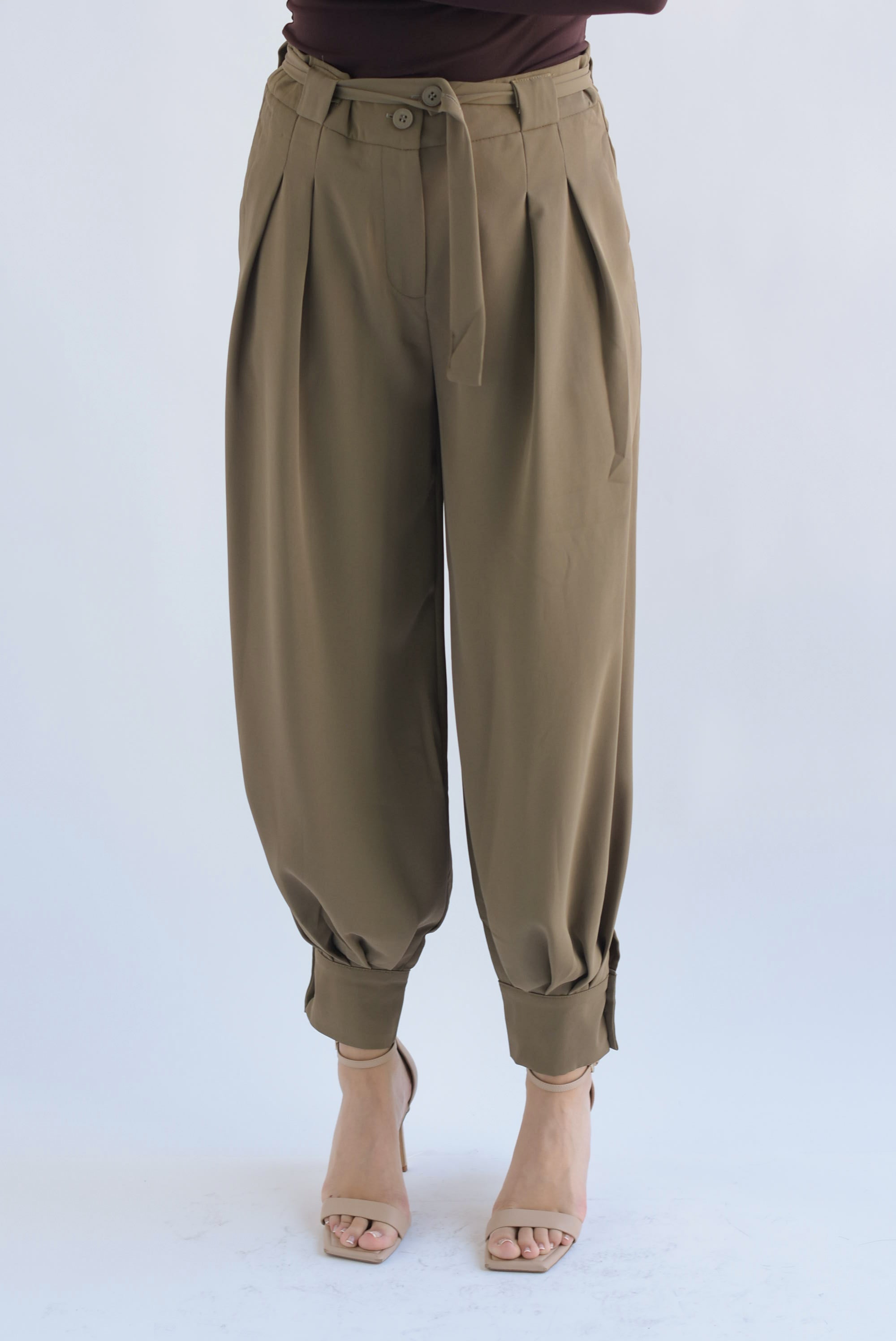 Pantalón globo tobillos anchos Verde Militar