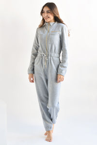 Fashion Styled Jumpsuit cierre jareta Gris