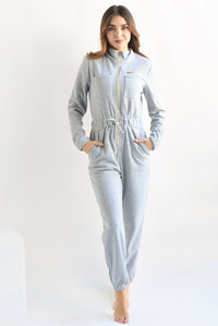 Fashion Styled Jumpsuit cierre jareta Gris