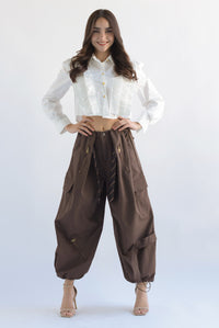 Fashion Styled Pantalón pinzas wide corbata Espresso