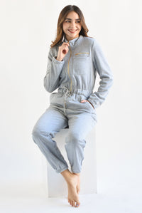 Fashion Styled Jumpsuit cierre jareta Gris