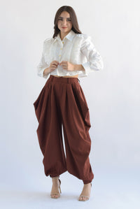 Fashion Styled Pantalón globo picos Marrón