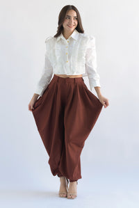 Fashion Styled Pantalón globo picos Marrón