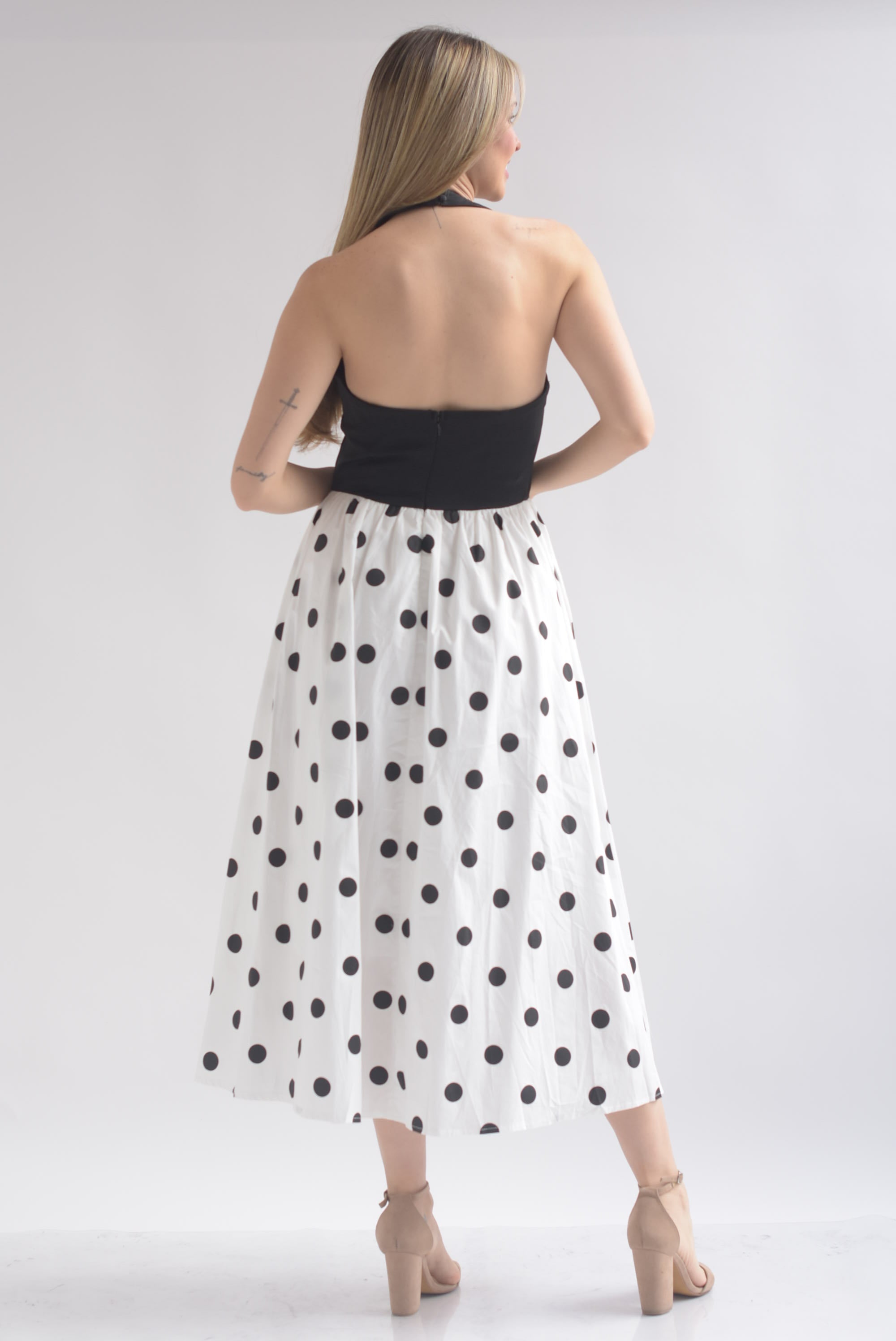 Vestido halter falda polka dots