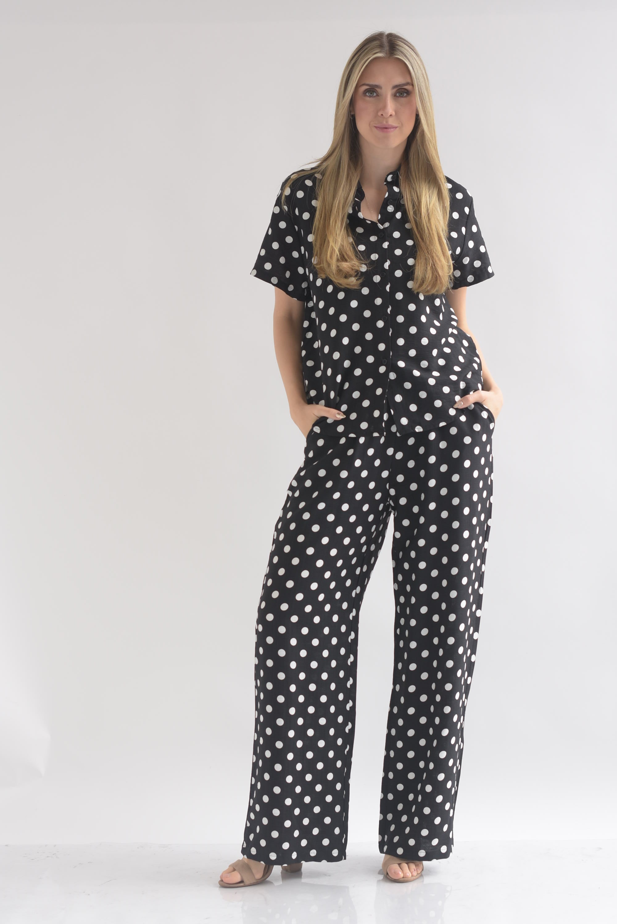 Set Pantalón y Blusa manga corta polka dots