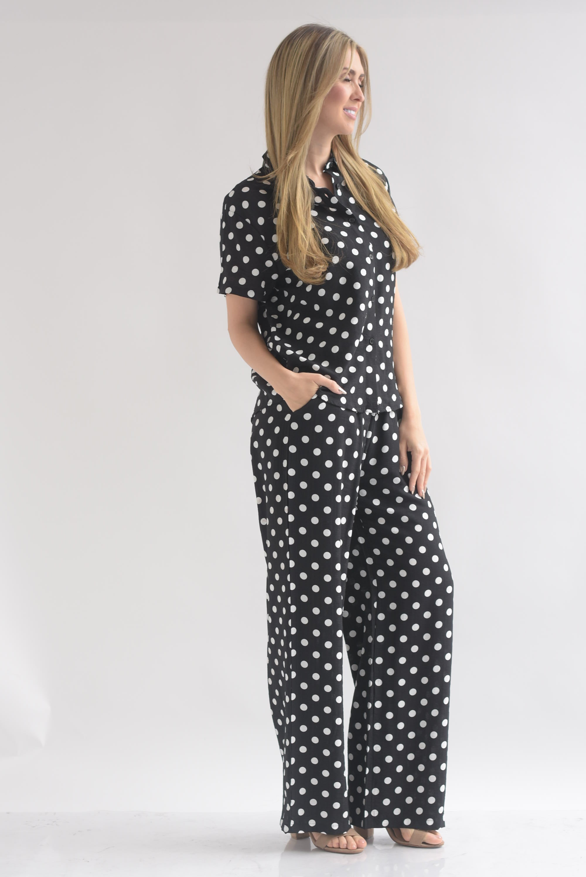 Set Pantalón y Blusa manga corta polka dots