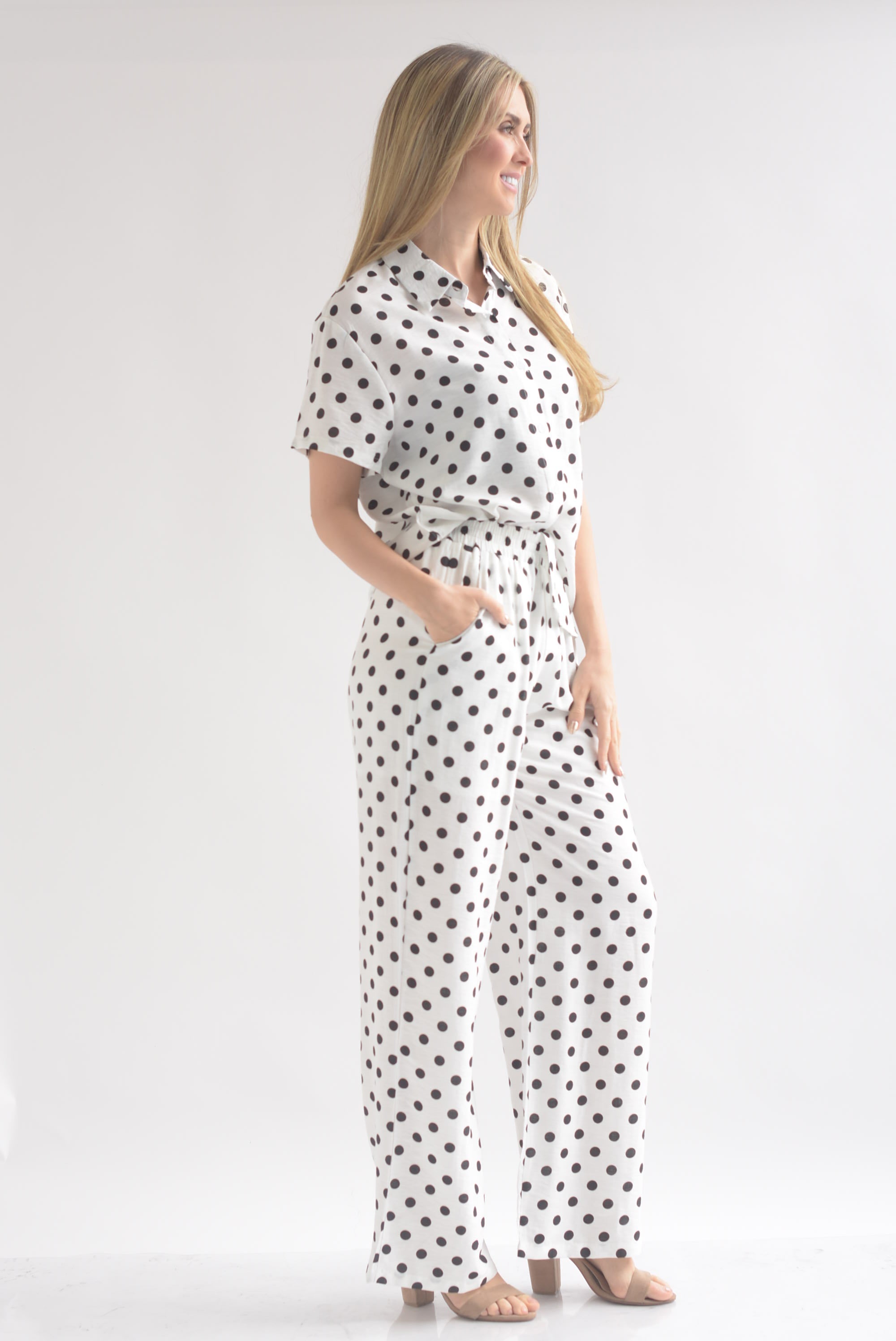 Set Pantalón y Blusa manga corta polka dots