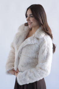 Fashion Styled Blazer crop faux fur Ivory