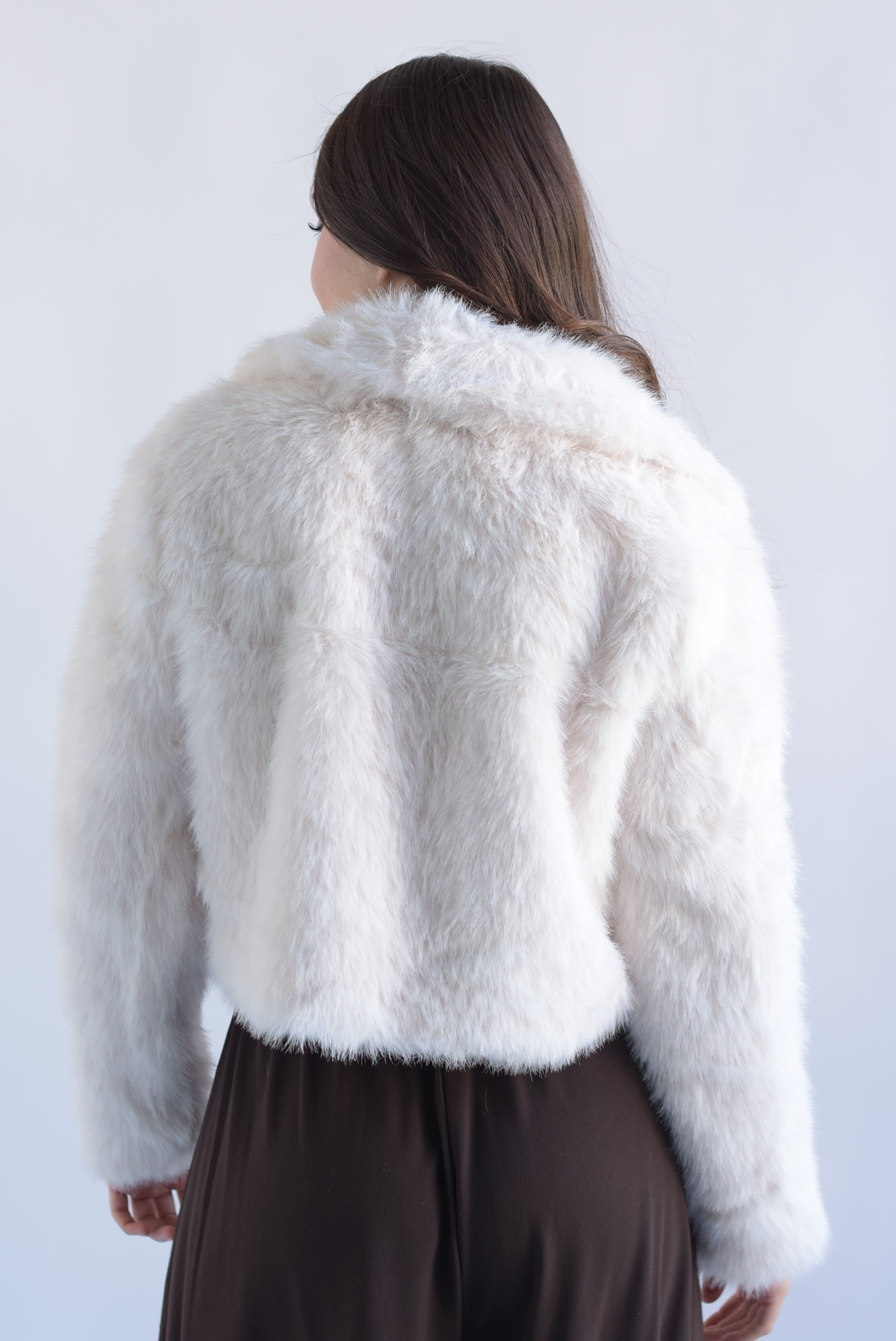 Blazer crop faux fur Ivory