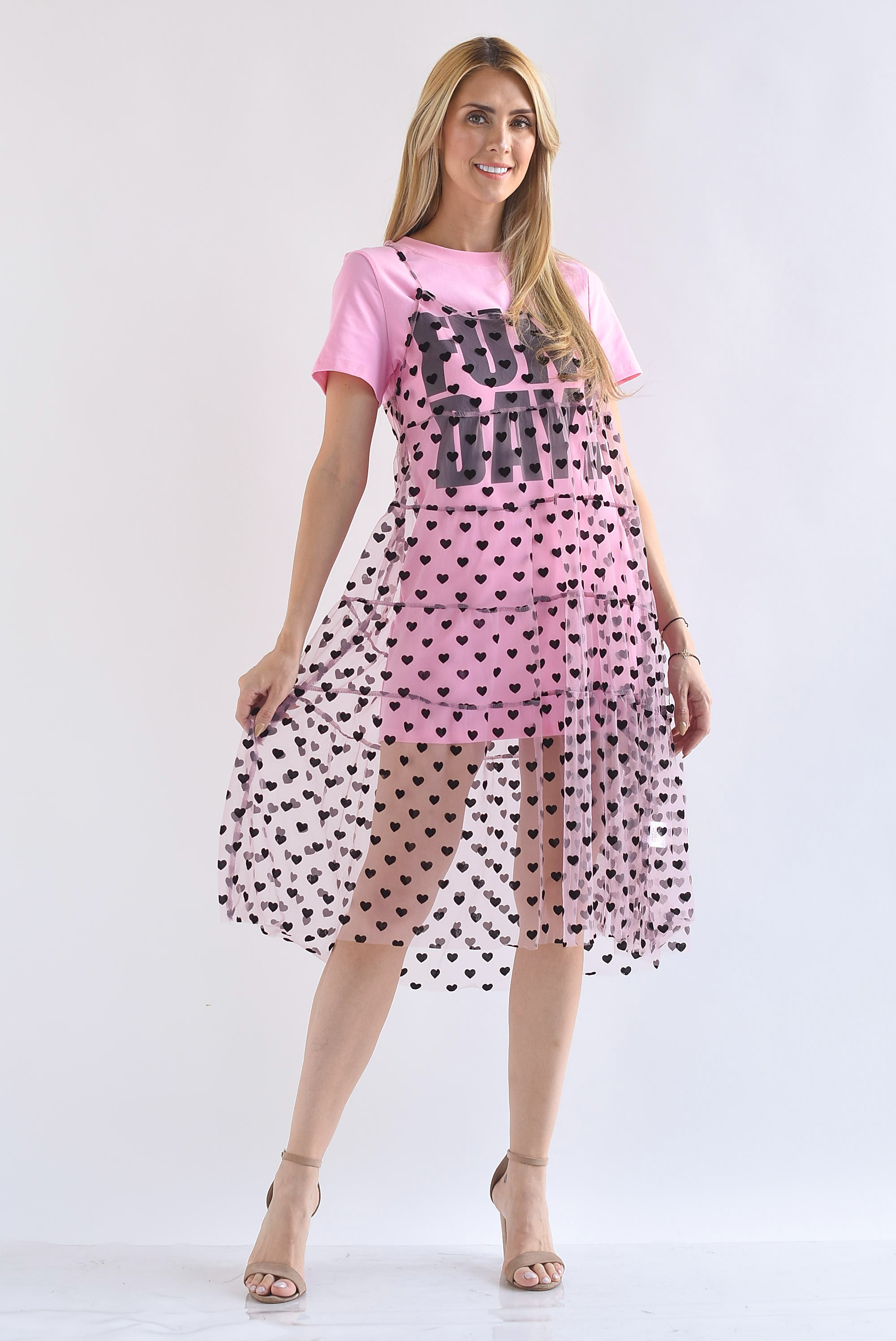 T-Shirt dress con Vestido tulle