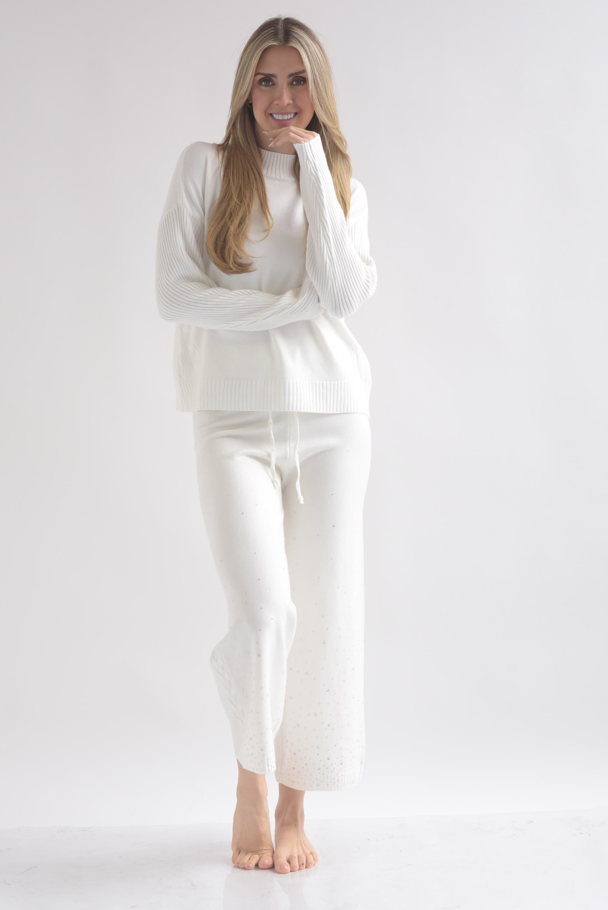 Set Pantalón brillos y Sweater punto canalé