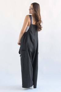 Fashion Styled Overol Denim tirantes corbatas Negro