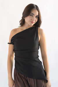 Fashion Styled Blusa hombros asimétricos Negro