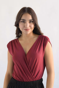 Fashion Styled Body cruzado drapeado Rojo Cereza