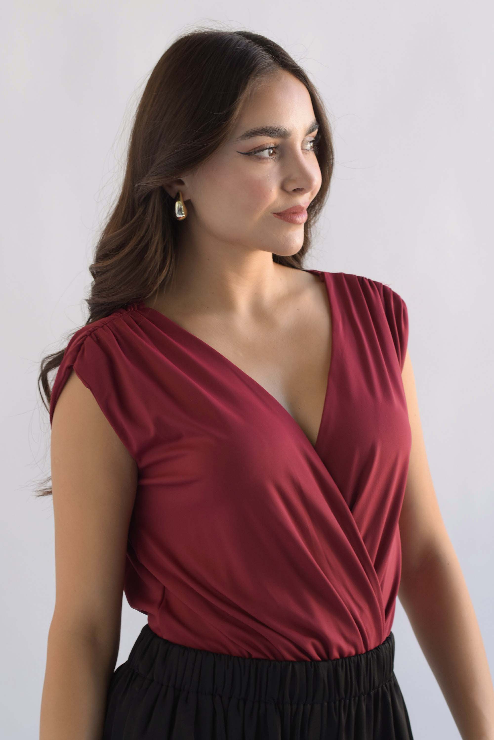 Body cruzado drapeado Rojo Cereza
