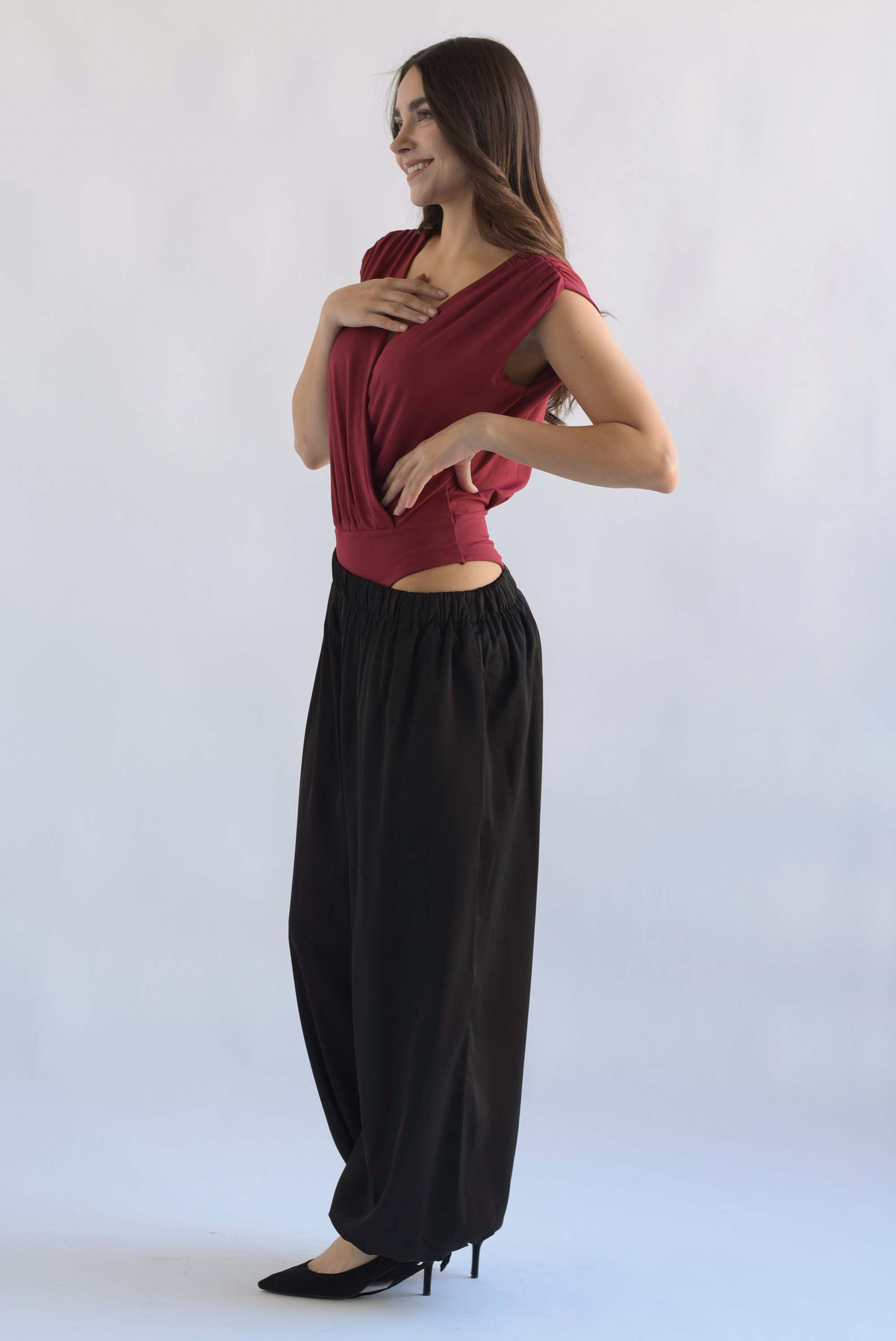 Body cruzado drapeado Rojo Cereza