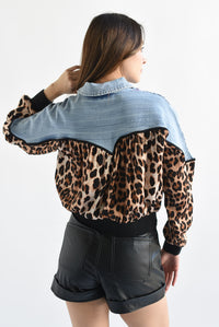 Fashion Styled Chamarra bomber leopardo Denim