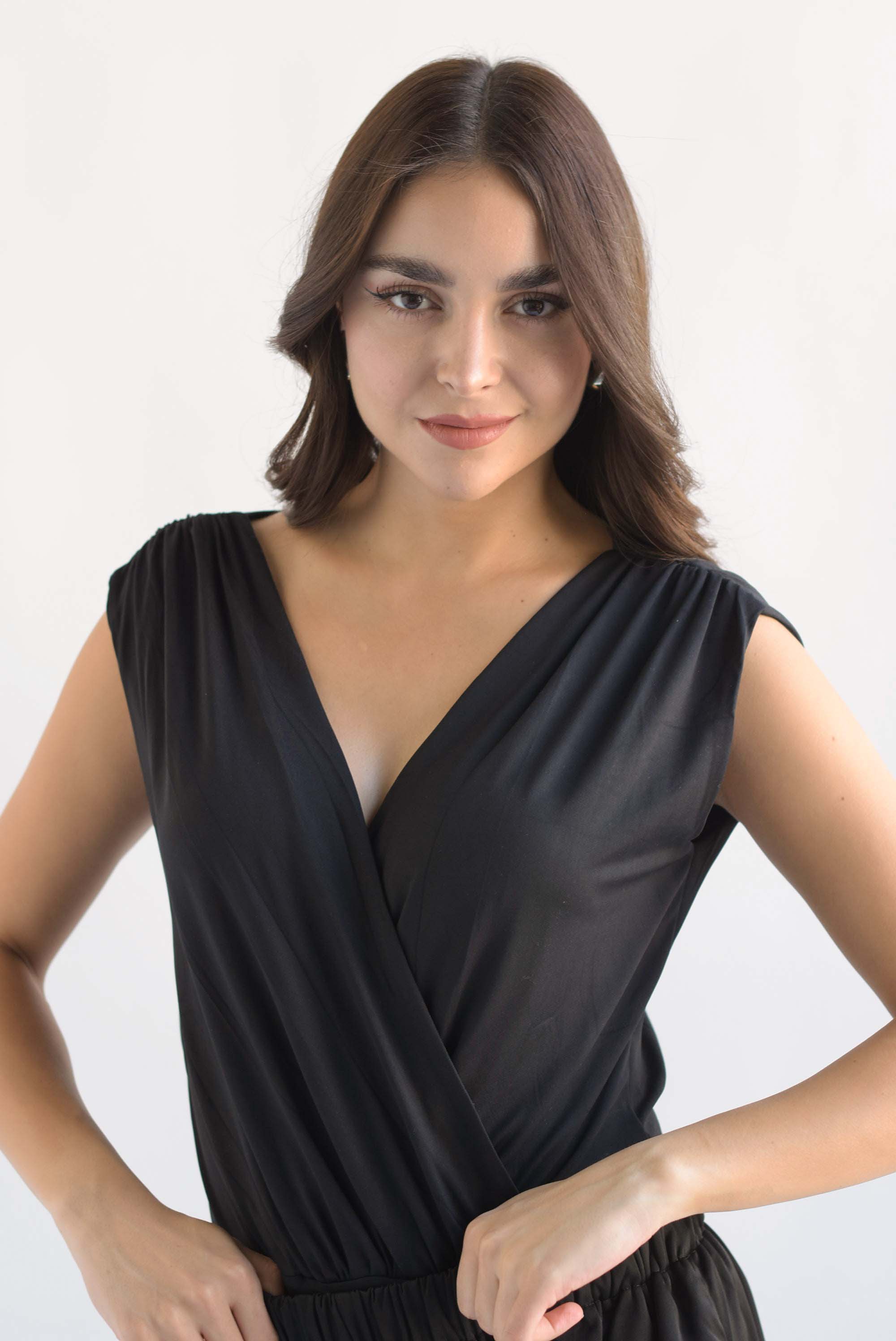 Body cruzado drapeado Negro