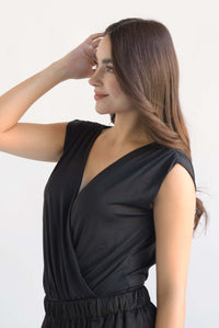 Fashion Styled Body cruzado drapeado Negro