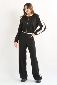 Fashion Styled Set Pantalón y bomber Jacket track Negro