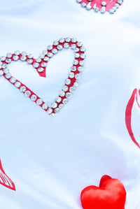 Fashion Styled T-Shirt corazones Blanca con Rojo