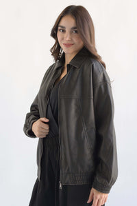 Fashion Styled Chamarra vinipiel desgaste Negro