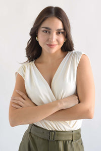 Fashion Styled Body cruzado drapeado Ivory