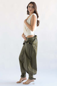 Fashion Styled Body cruzado drapeado Ivory