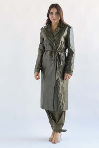 Fashion Styled Gabardina vinipiel Verde Olivo