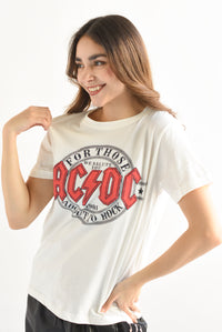 Fashion Styled T-Shirt AC DC Blanco