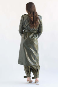 Fashion Styled Gabardina vinipiel Verde Olivo