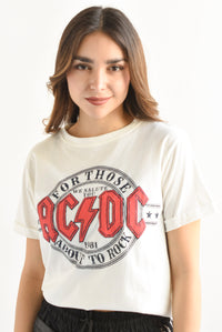 Fashion Styled T-Shirt AC DC Blanco