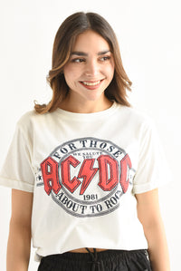 Fashion Styled T-Shirt AC DC Blanco