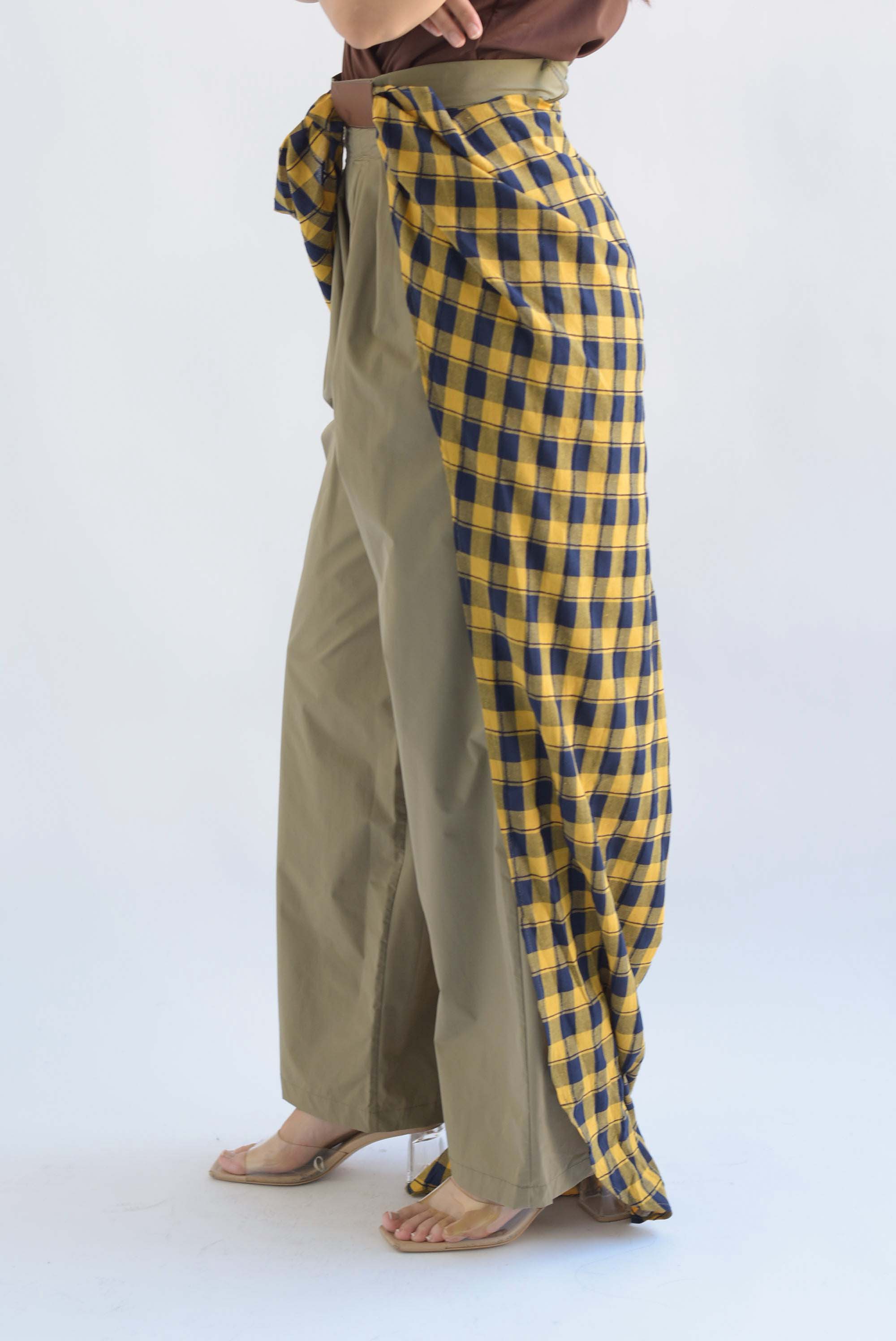 Pantalón con falda cuadros Verde Olivo