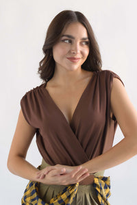 Fashion Styled Body cruzado drapeado Espresso