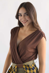Fashion Styled Body cruzado drapeado Espresso