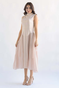 Fashion Styled Vestido plisado torso cuadros Blush