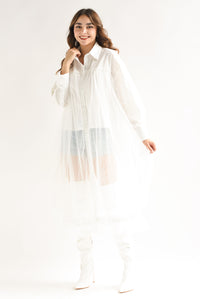 Fashion Styled Camisa larga tulle Blanca