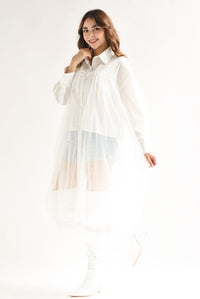 Fashion Styled Camisa larga tulle Blanca