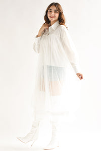 Fashion Styled Camisa larga tulle Blanca