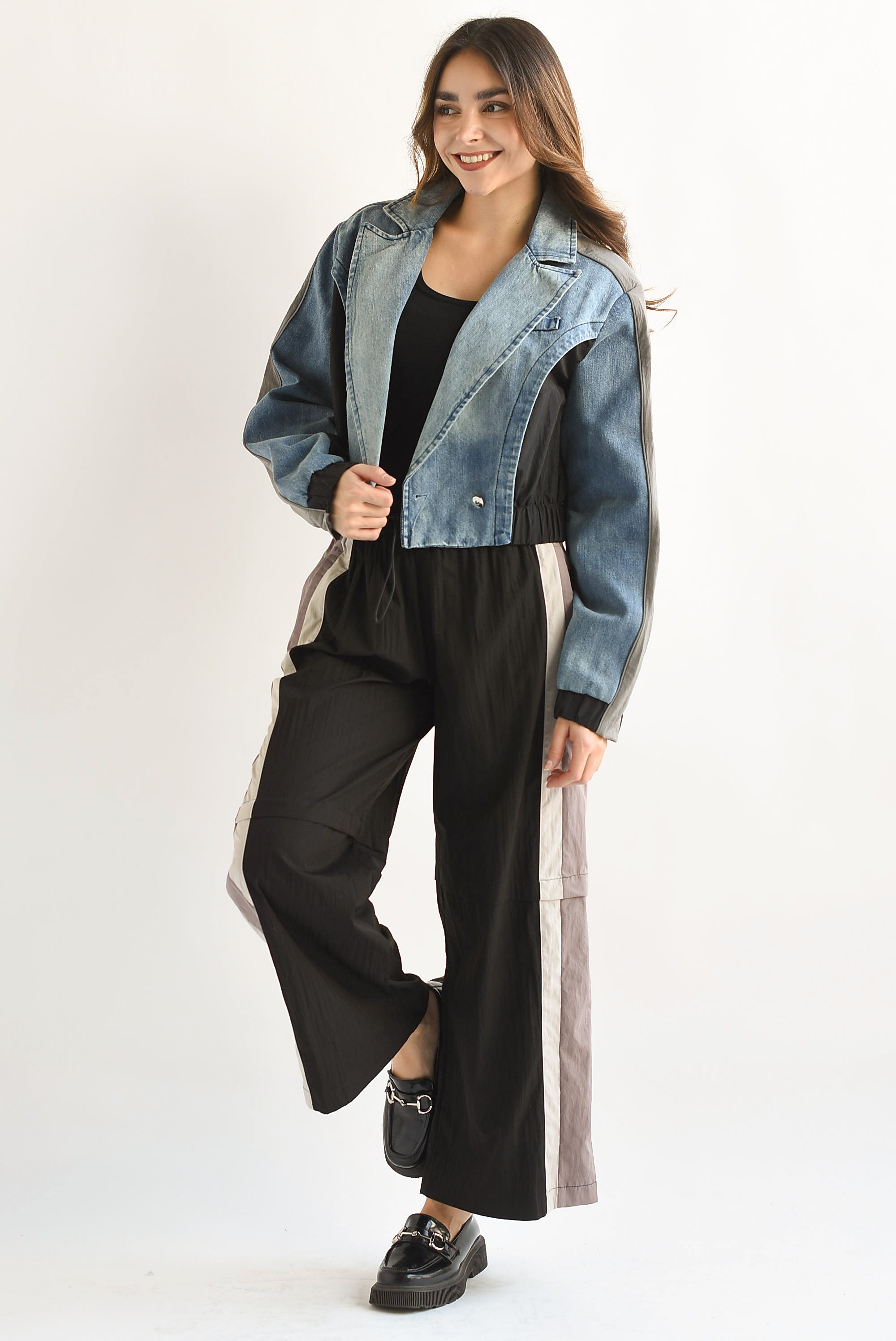 Pantalón track Tricolor Negro