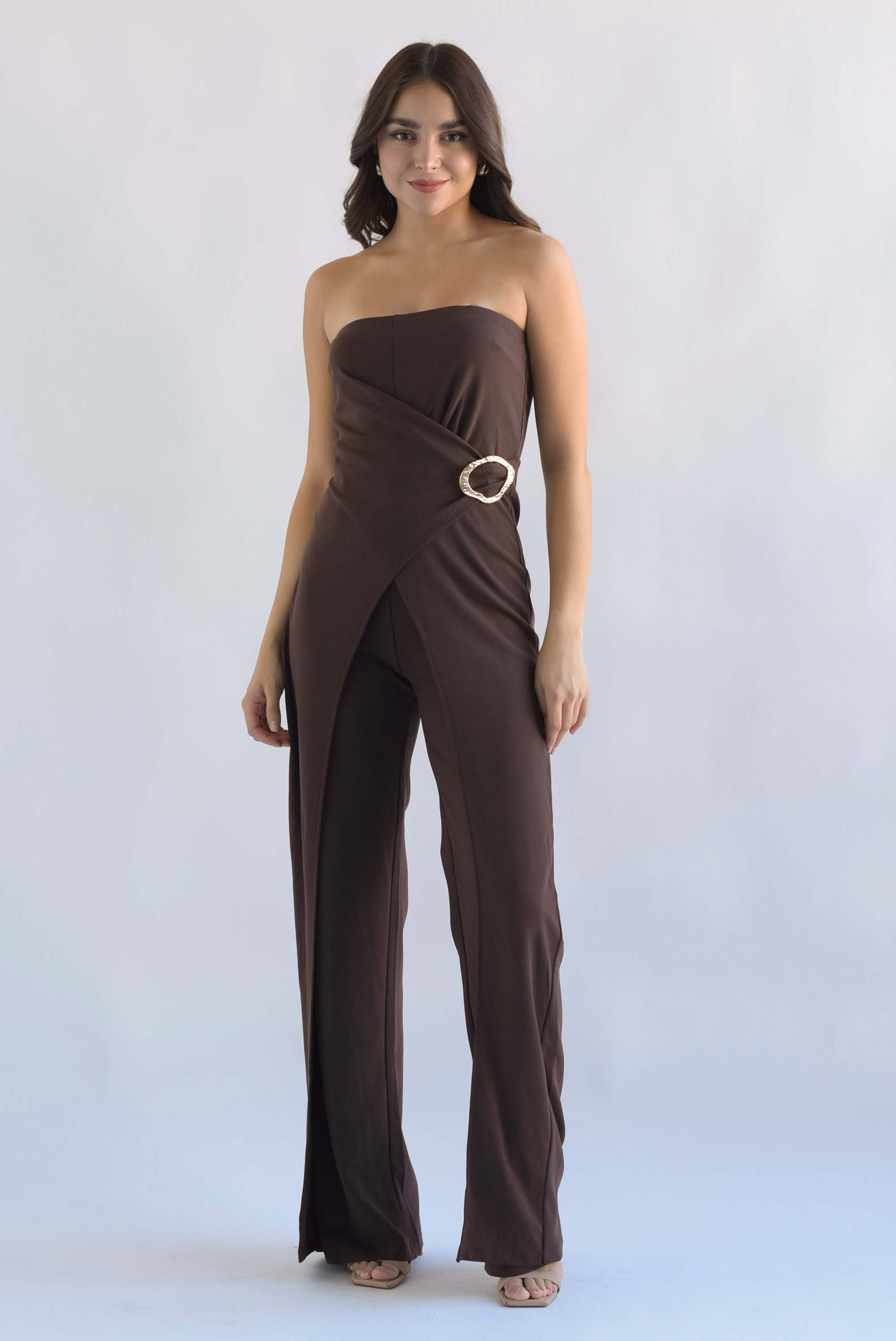 Jumpsuit cruzado strapless Espresso