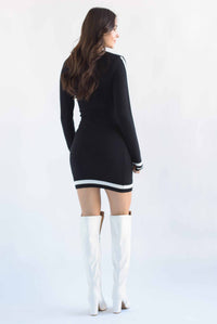 Fashion Styled Vestido punto track Negro