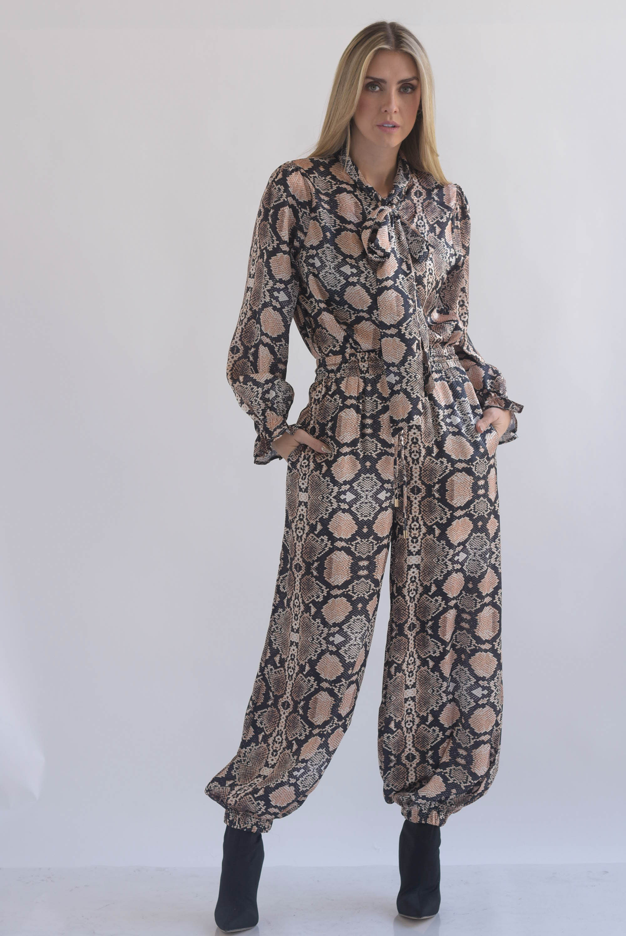 Set Pantalón y Camisa cinta snake print