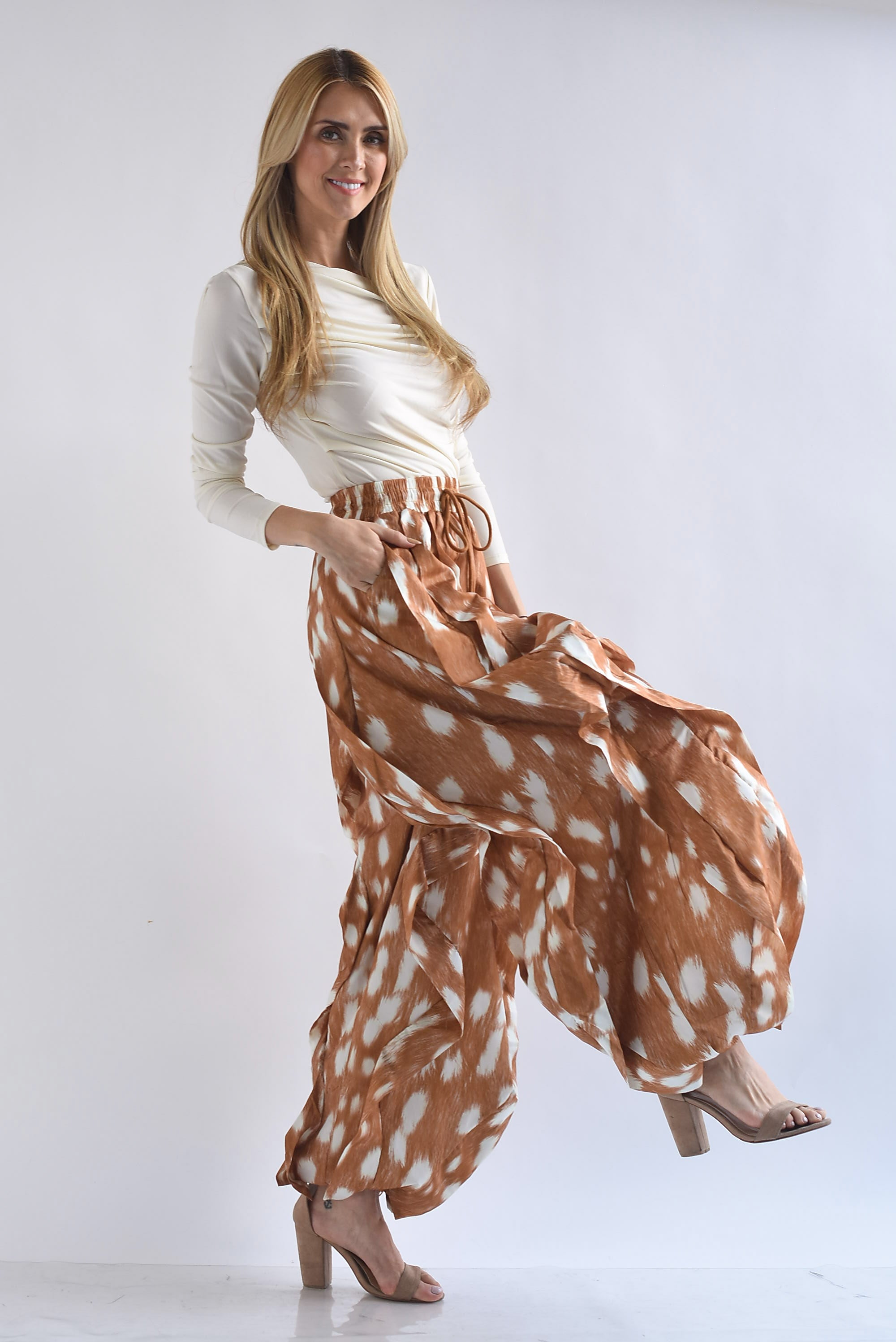 Pantalón Parachute ondas estampado