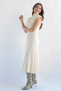 Fashion Styled Vestido largo punto cuello perkins Ivory